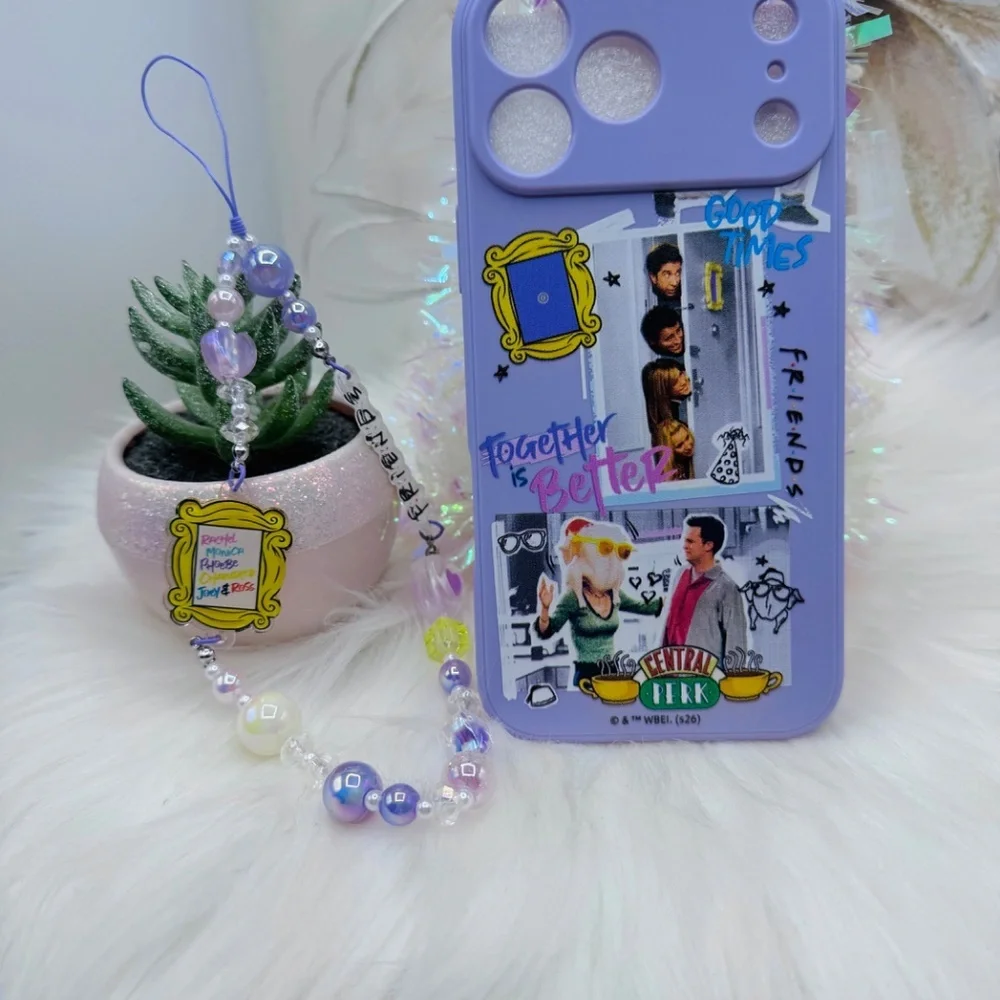 Friends Themed iPhone 17 Pro Max Case with Matching Beaded Strap style 2